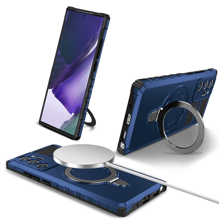 

For Samsung Galaxy Note20 Ultra MagSafe Magnetic Holder Phone Case(Blue)