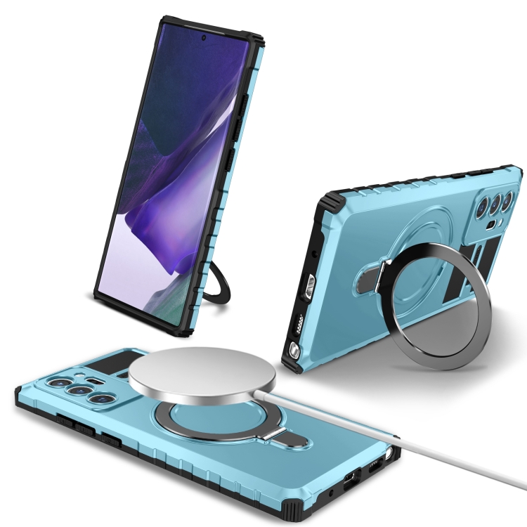 

For Samsung Galaxy Note20 Ultra MagSafe Magnetic Holder Phone Case(Light Blue)