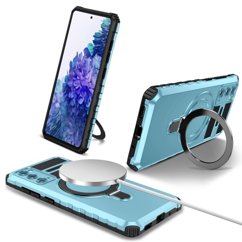 For Samsung Galaxy S20 FE MagSafe Magnetic Holder Phone Case(Light Blue) magnetic field therapy mat for natural healing magnetic therapy device for pain relief and good mental health