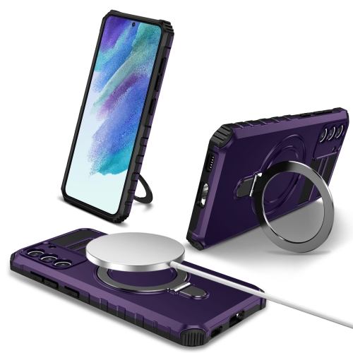 

For Samsung Galaxy S21 FE 5G MagSafe Magnetic Holder Phone Case(Purple)