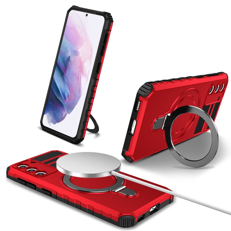 

For Samsung Galaxy S21 5G MagSafe Magnetic Holder Phone Case(Red)