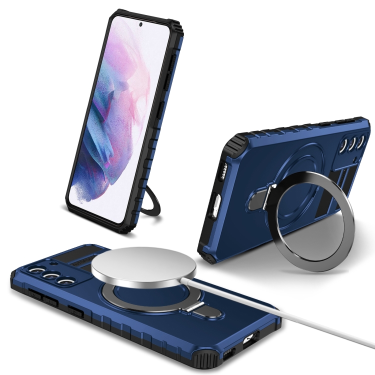 

For Samsung Galaxy S21 5G MagSafe Magnetic Holder Phone Case(Blue)