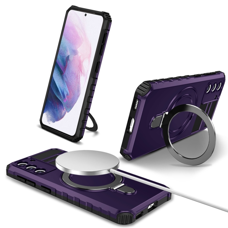 

For Samsung Galaxy S21+ 5G MagSafe Magnetic Holder Phone Case(Purple)