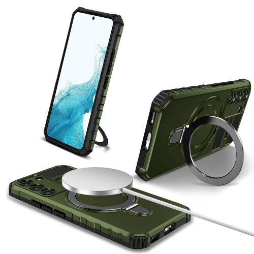 

For Samsung Galaxy S22 5G MagSafe Magnetic Holder Phone Case(Green)