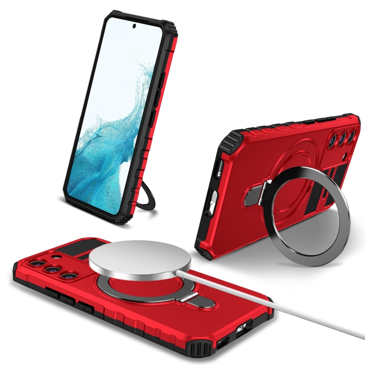 

For Samsung Galaxy S22+ 5G MagSafe Magnetic Holder Phone Case(Red)
