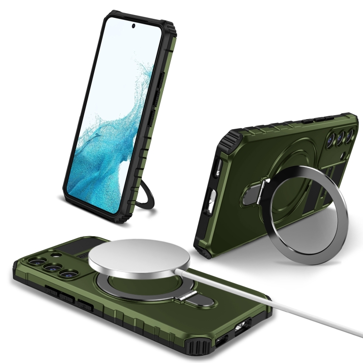 

For Samsung Galaxy S22+ 5G MagSafe Magnetic Holder Phone Case(Green)