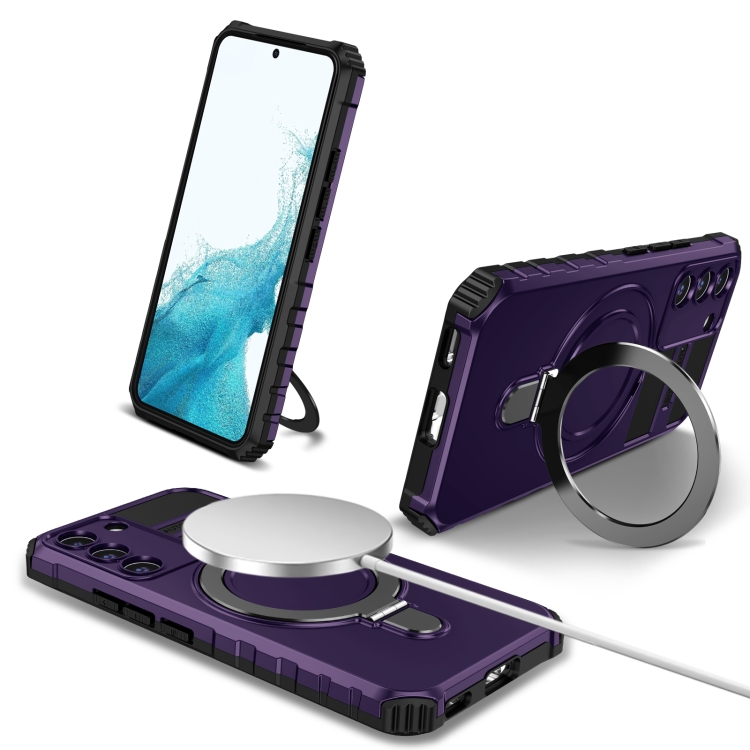 

For Samsung Galaxy S22+ 5G MagSafe Magnetic Holder Phone Case(Purple)