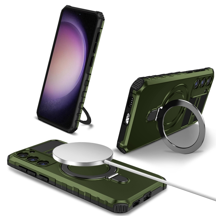 

For Samsung Galaxy S23 5G MagSafe Magnetic Holder Phone Case(Green)