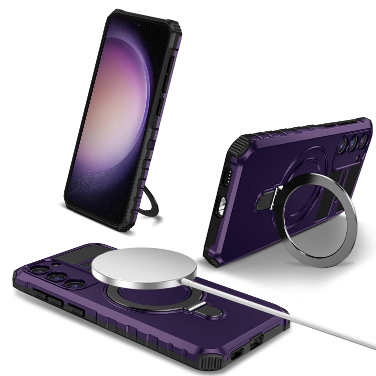 

For Samsung Galaxy S23+ 5G MagSafe Magnetic Holder Phone Case(Purple)