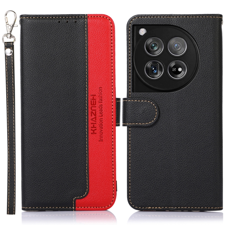 

For OnePlus 12 KHAZNEH Litchi Texture Leather RFID Phone Case(Black)