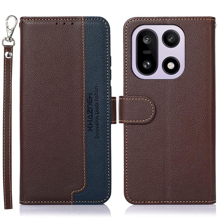 

For OnePlus 15 KHAZNEH Litchi Texture Leather RFID Phone Case(Brown)