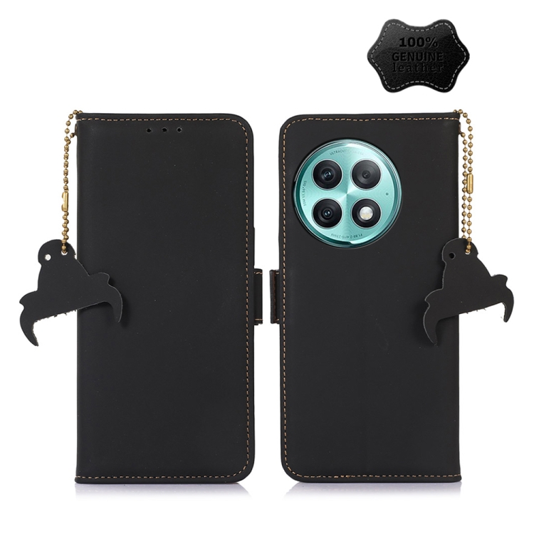 

For OnePlus Ace 2 Pro Genuine Leather Magnetic RFID Leather Phone Case(Black)