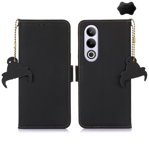 

For OnePlus Nord CE4 5G Global Genuine Leather Magnetic RFID Leather Phone Case(Black)