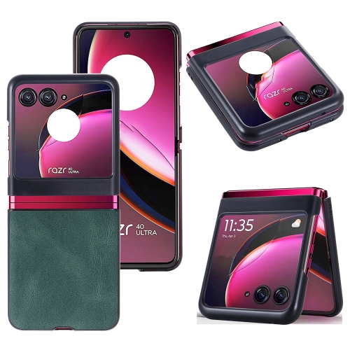 

For Motorola Razr 40 Ultra Classic Leather PC Phone Case(Pine Green)