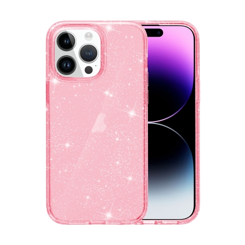 

For iPhone 15 Pro Shockproof Terminator Glitter Powder Phone Case(Pink)