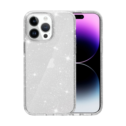 

For iPhone 15 Pro Shockproof Terminator Glitter Powder Phone Case(White)