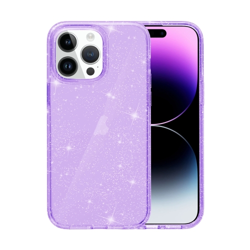 

For iPhone 15 Pro Shockproof Terminator Glitter Powder Phone Case(Purple)