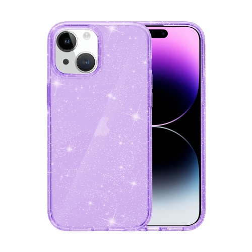 

For iPhone 15 Plus Shockproof Terminator Glitter Powder Phone Case(Purple)