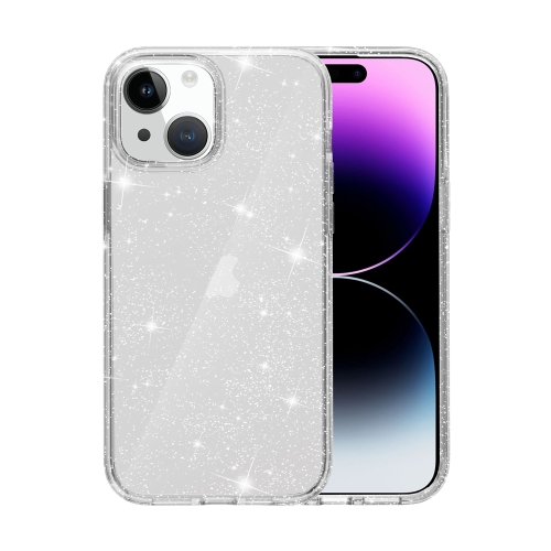 

For iPhone 15 Shockproof Terminator Glitter Powder Phone Case(White)