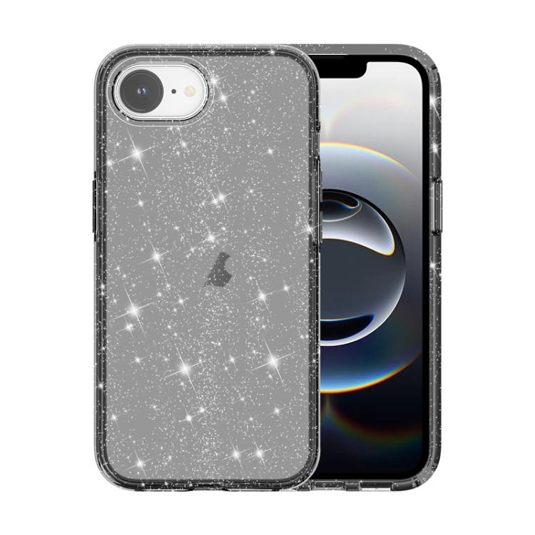 

For iPhone 16e Shockproof Terminator Glitter Powder Phone Case(Black)