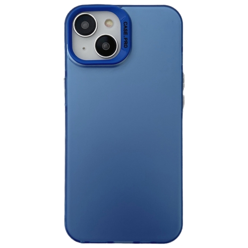 For iPhone 14 Semi Transparent Frosted PC Phone Case(Blue)