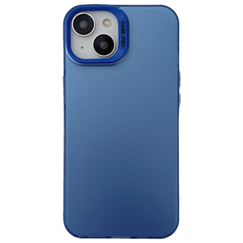For iPhone 14 Plus Semi Transparent Frosted PC Phone Case(Blue)