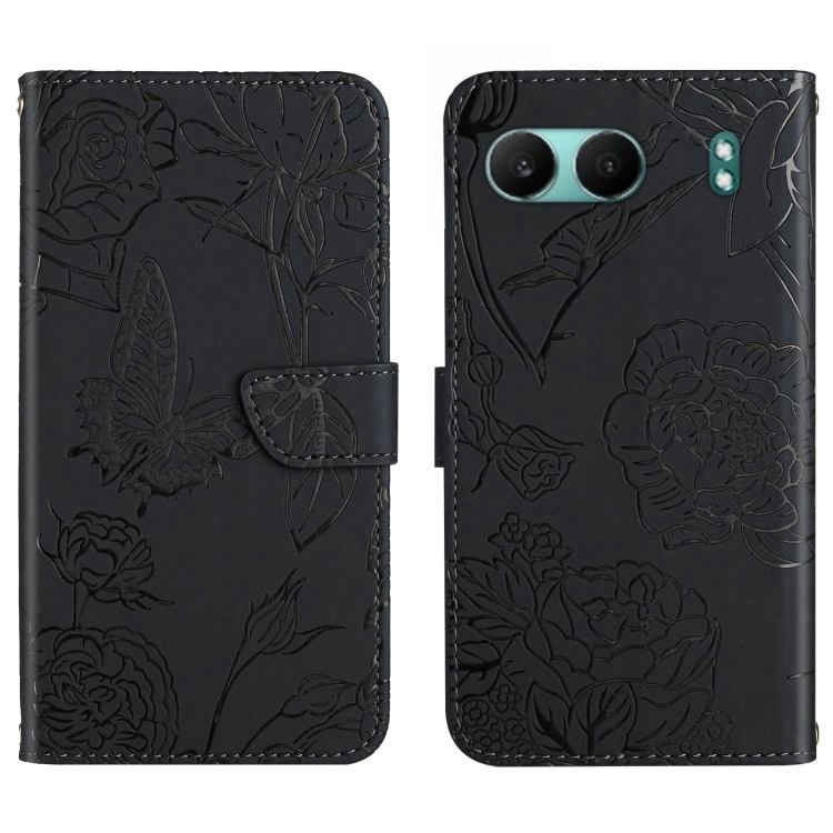 

For OnePlus Nord 4 5G Skin Feel Butterfly Peony Embossed Leather Phone Case(Black)