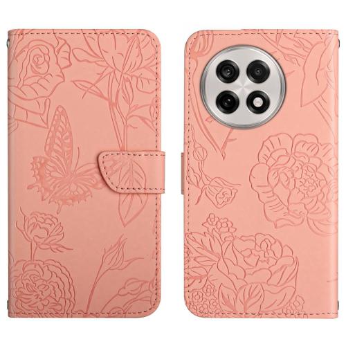 

For OnePlus 13 Skin Feel Butterfly Peony Embossed Leather Phone Case(Pink)