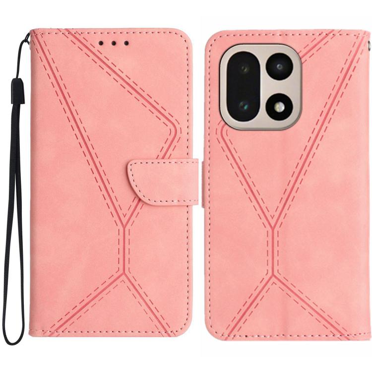 

For OnePlus 15 5G Stitching Embossed Leather Phone Case(Pink)