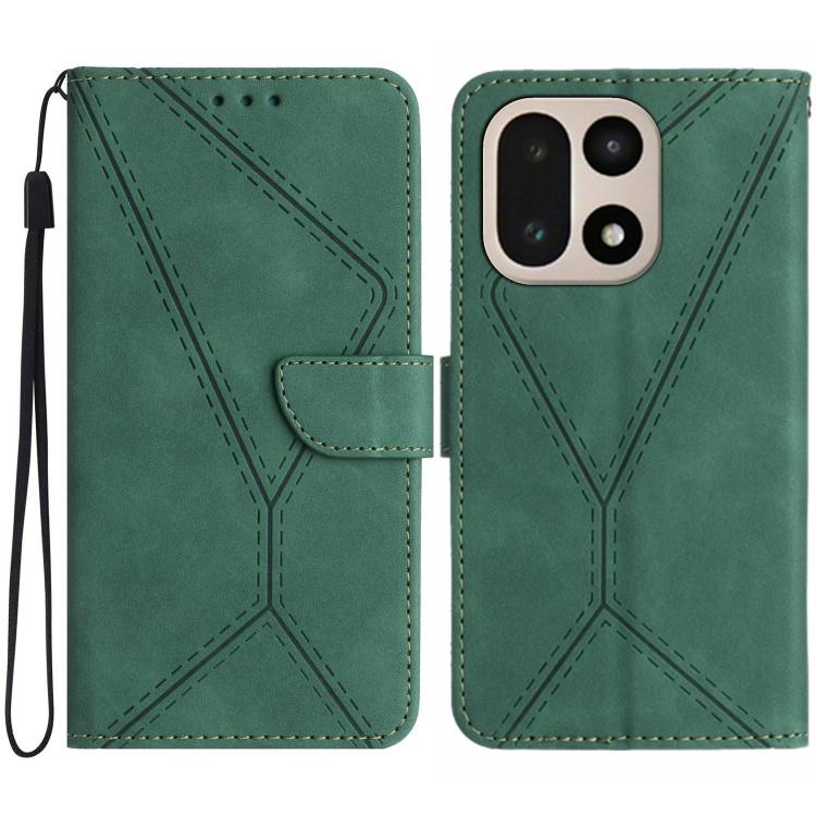 

For OnePlus 15 5G Stitching Embossed Leather Phone Case(Green)