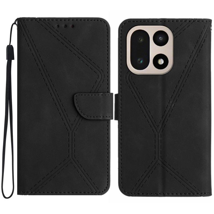 

For OnePlus 15 5G Stitching Embossed Leather Phone Case(Black)