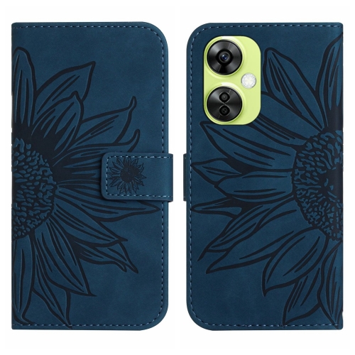 

For OnePlus Nord CE 3 Lite Skin Feel Sun Flower Embossed Leather Phone Case with Lanyard(Inky Blue)