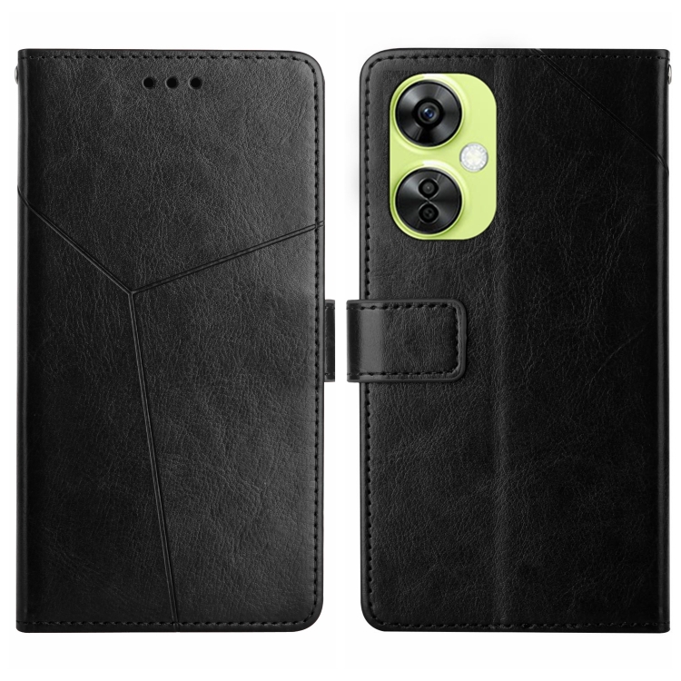 

For OnePlus Nord CE 3 Lite Y-shaped Pattern Flip Leather Phone Case(Black)