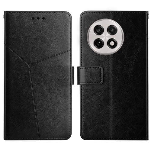 

For OnePlus 13R Y-shaped Pattern Flip Leather Phone Case(Black)