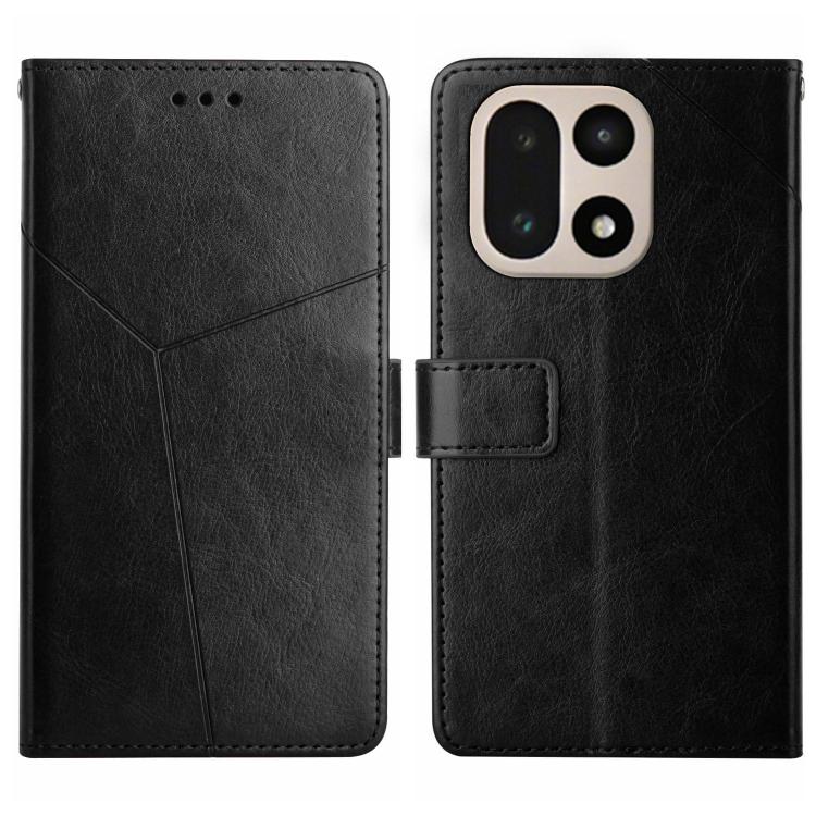 

For OnePlus 15 5G Y-shaped Pattern Flip Leather Phone Case(Black)