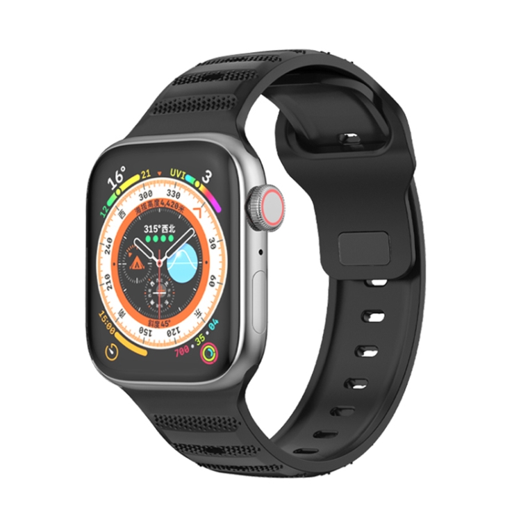 

For Apple Watch 8 45mm Dot Texture Fluororubber Watch Band(Black)