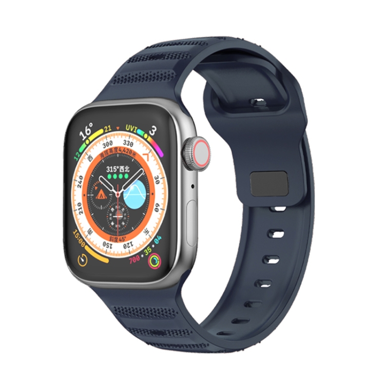 

For Apple Watch 7 41mm Dot Texture Fluororubber Watch Band(Midnight Blue)