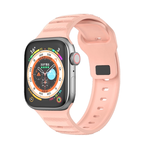 

For Apple Watch 7 45mm Dot Texture Fluororubber Watch Band(Nebula Pink)