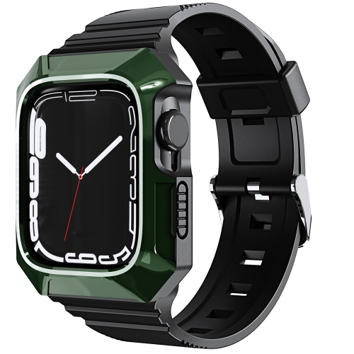 

For Apple Watch SE 2022 40mm PC Rugged Case Integrated TPU Watch Band(Green)