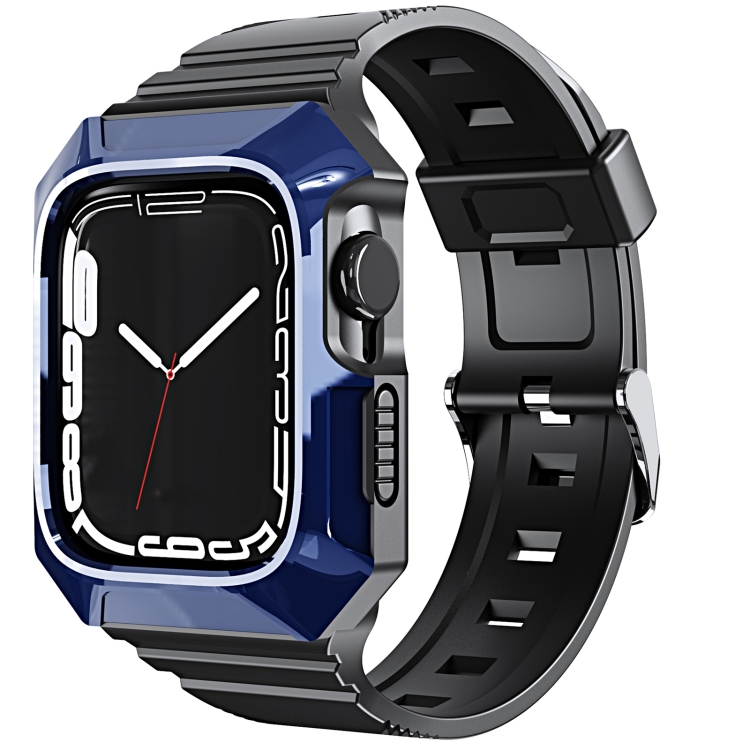 

For Apple Watch 3 42mm PC Rugged Case Integrated TPU Watch Band(Blue)