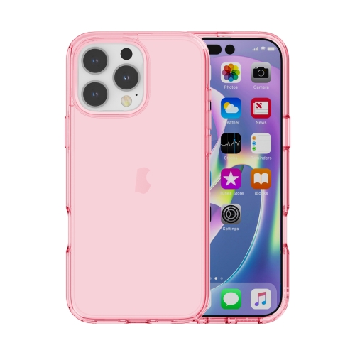 

For iPhone 16 Pro Shockproof Terminator Transparent Phone Case(Pink)