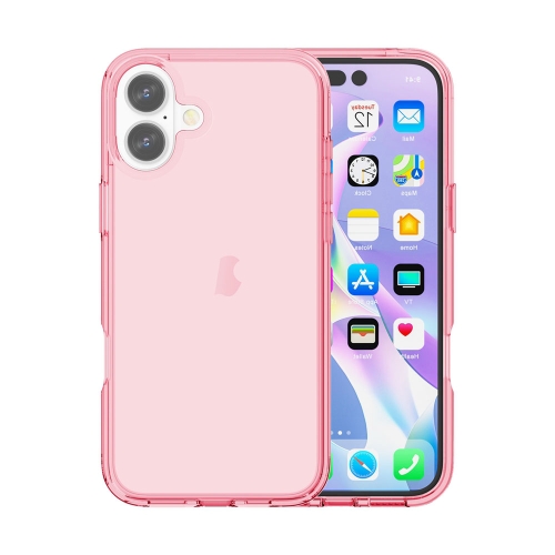 

For iPhone 16 Plus Shockproof Terminator Transparent Phone Case(Pink)