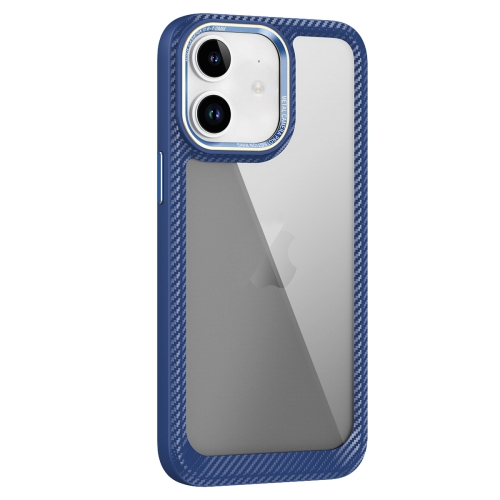 

For iPhone 11 Carbon Fiber Transparent Back Panel Phone Case(Blue)