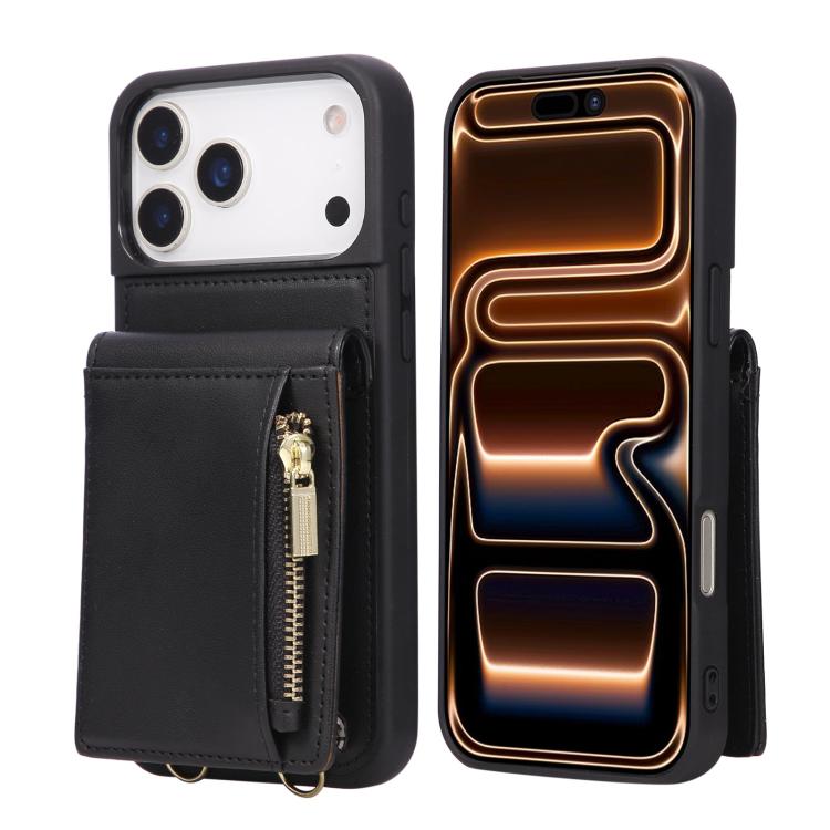 For iPhone 18 Pro Max / 17 Pro Max Crossbody Lanyard Zipper Wallet Leather Phone Case(Black) — купить у Sunsky-online WW