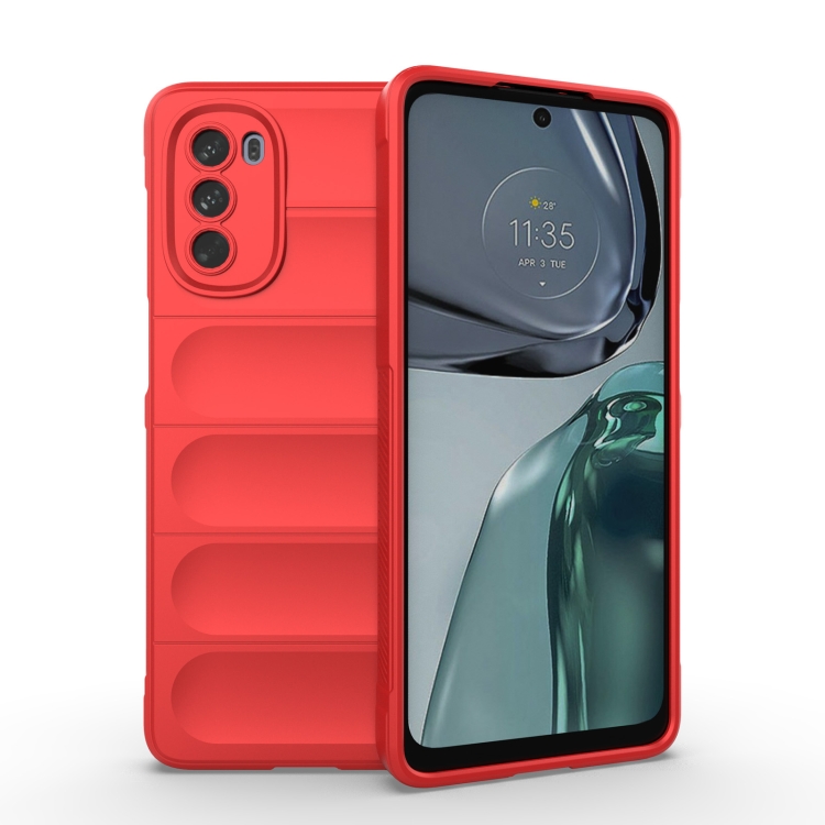 

For Motorola Moto G62 5G Magic Shield TPU + Flannel Phone Case(Red)