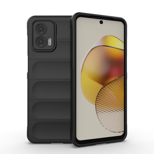 

For Motorola Moto G73 5G Magic Shield TPU + Flannel Phone Case(Black)