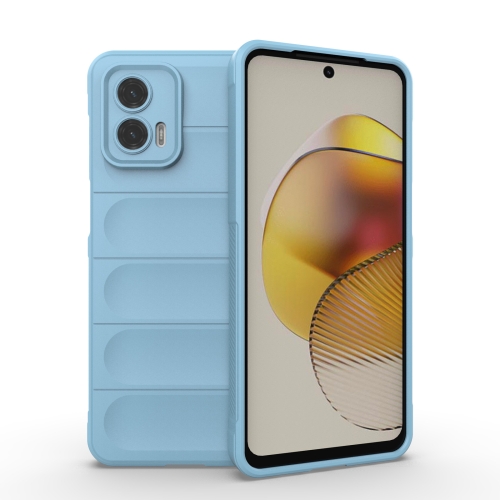 

For Motorola Moto G73 5G Magic Shield TPU + Flannel Phone Case(Light Blue)