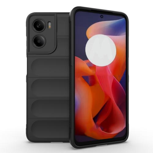 

For Motorola Moto G05 4G / E15 Magic Shield TPU + Flannel Phone Case(Black)