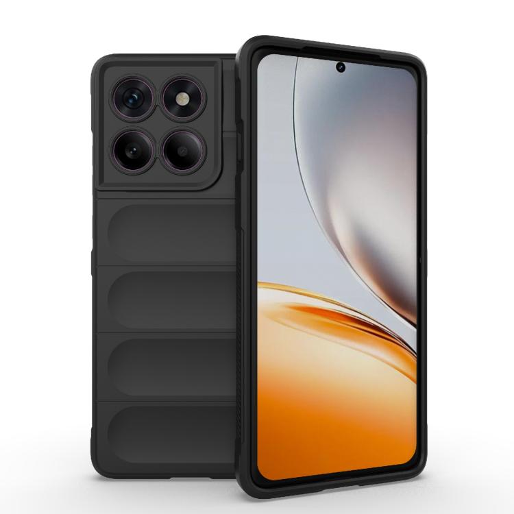 

For Motorola Edge 60 Pro 5G Magic Shield TPU + Flannel Phone Case(Black)