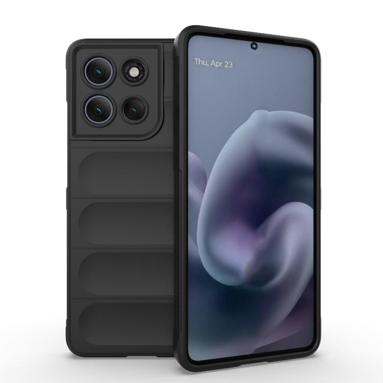 

For Motorola Moto G86 Power Magic Shield TPU + Flannel Phone Case(Black)